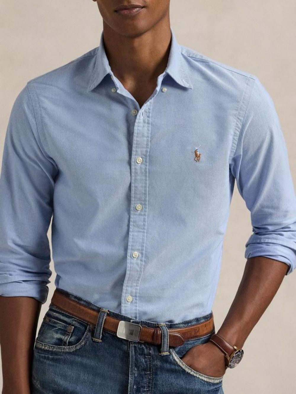 Men’s Polo Ralph Lauren The Iconic Oxford Shirt Slim Fit Size Large Blue